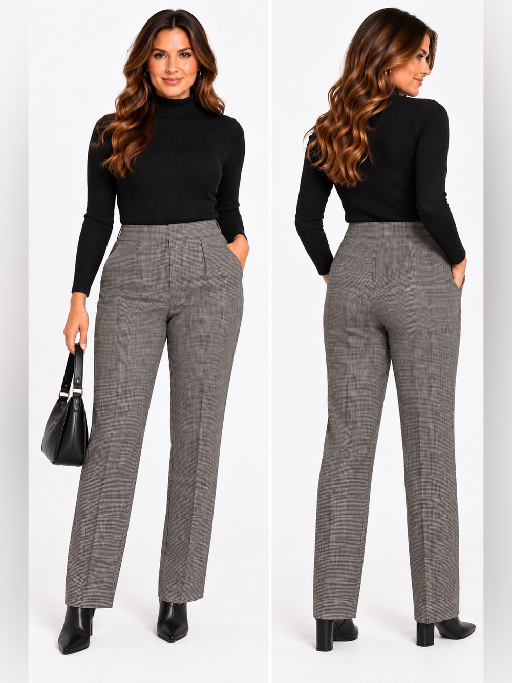 b.young Houndstooth Ankle Pants in Black & White Size Large NWT